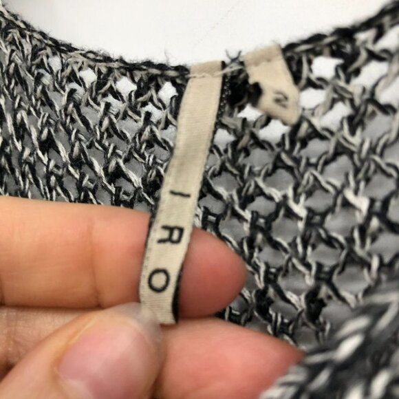 IRO Paris Grey Yarn plunging V neck sleeveless bodycon knit mini dress size  2 - Picture 5 of 14